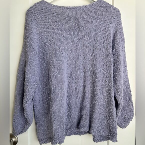 J. Jill L Purple Lavender Textured Cotton Sweater Tab Sleeves Coastal Fall - Picture 6 of 8